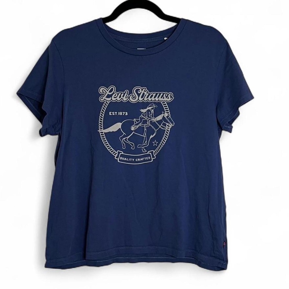 Levi’s XL Navy Blue Graphic Tee Cowgirl Shirt Western Vibe